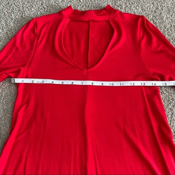 Express Long sleeve Red Cutout Stretch Jersey Knit Mini Dress Size XS - Picture 6 of 7